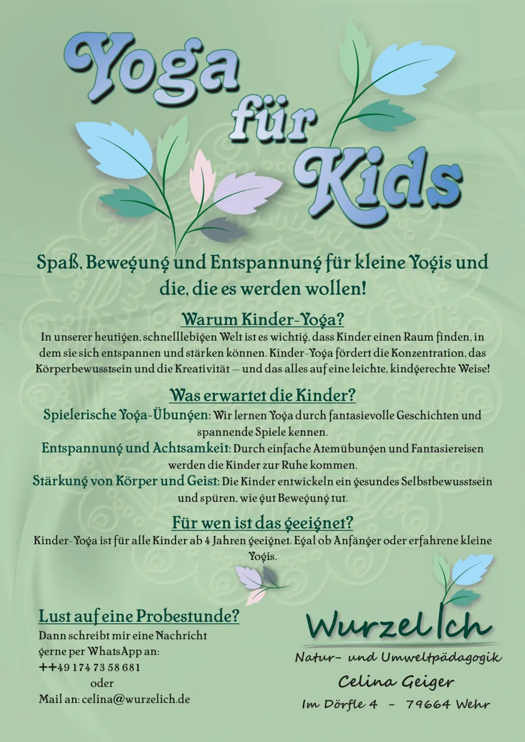 Wurzelich - Kinder im Wald Workshop/Kursflyer